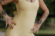 Ananda jumpsuit in light yellow - torso detail