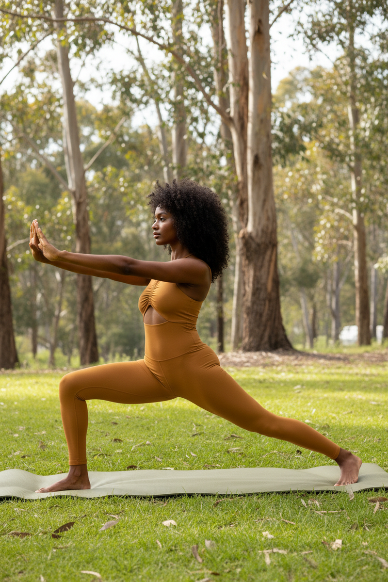 Sunrise Jumpsuit - Mustard - Warrior Pose